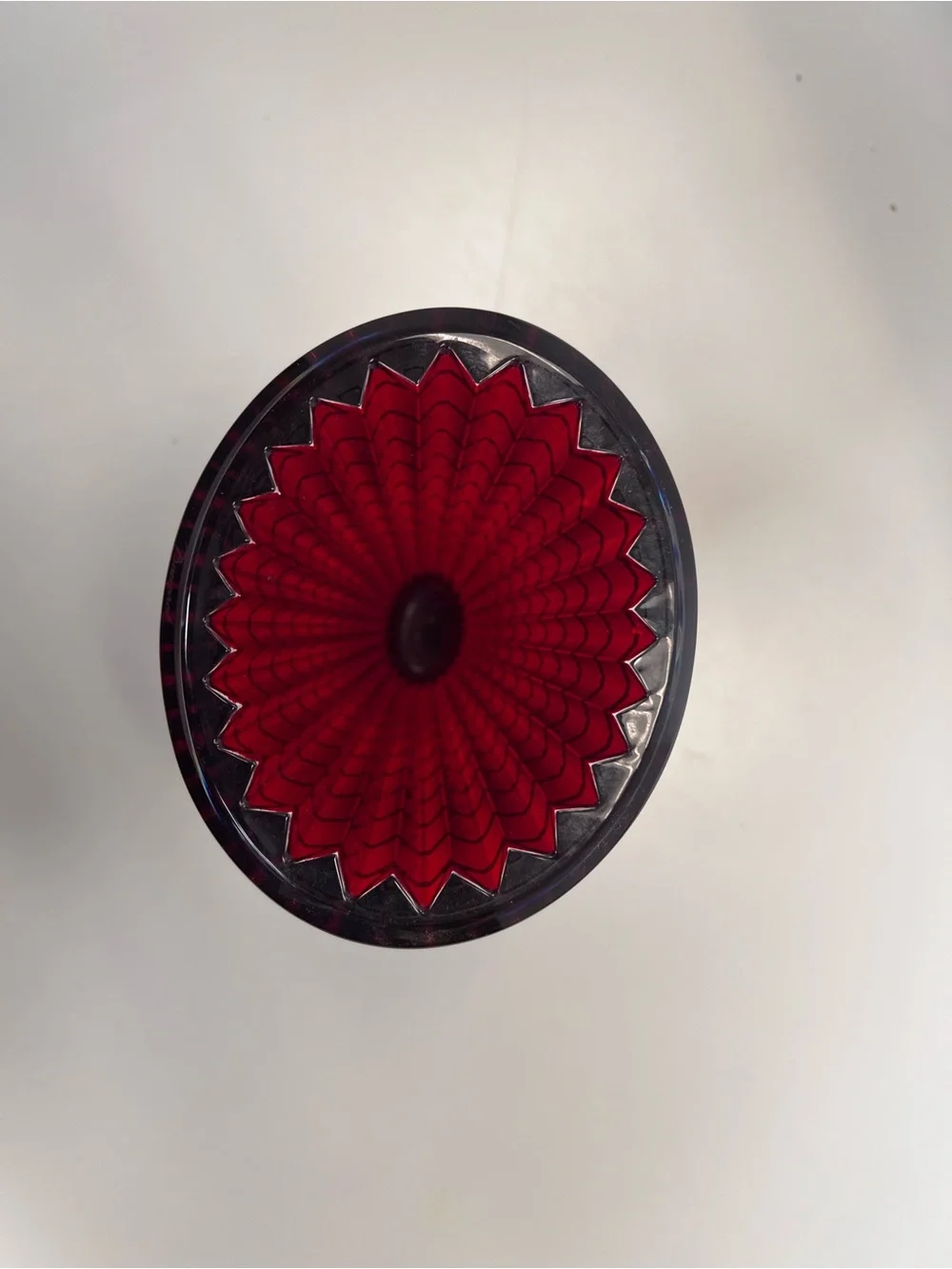 Baccarat small oval Eye Deep Red Cut Crystal Vase - Home Accents